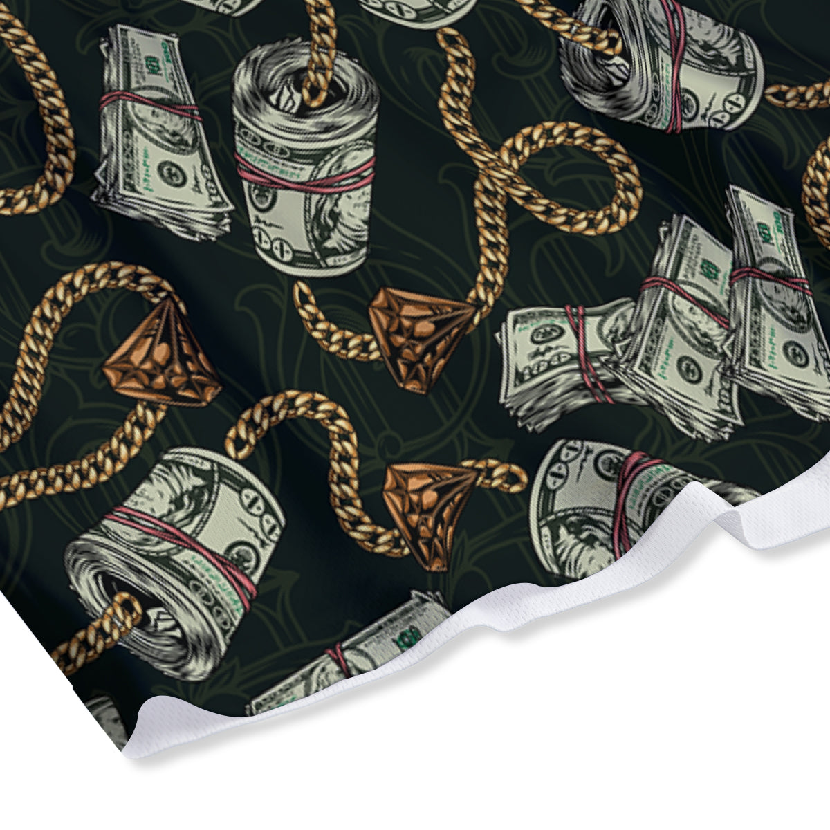 US Dollar Print Pattern Mesh Shorts