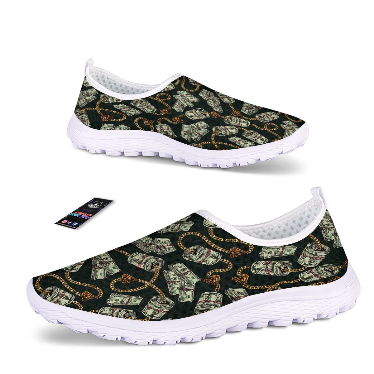 US Dollar Print Pattern Nurse Shoes-grizzshop