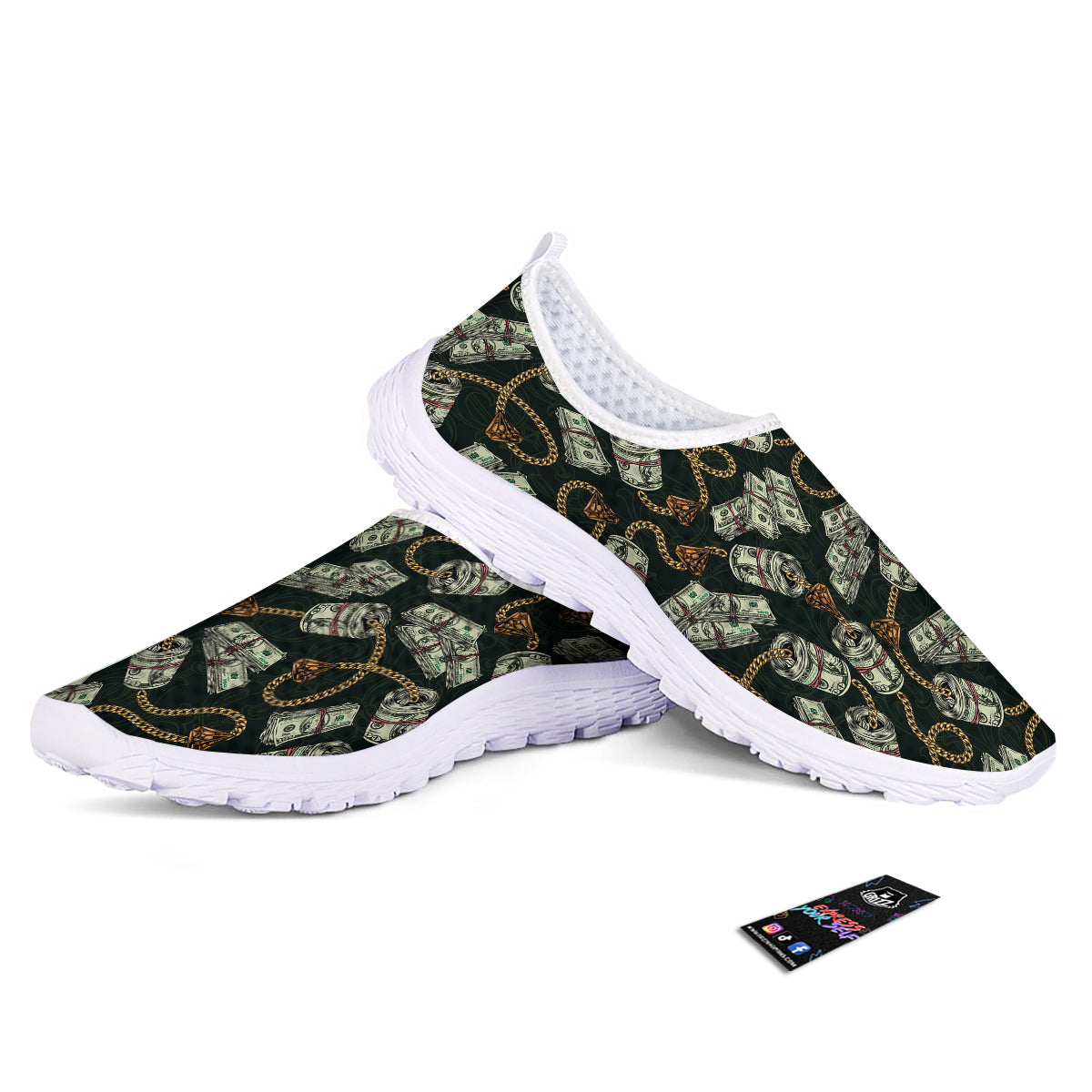 US Dollar Print Pattern Nurse Shoes-grizzshop