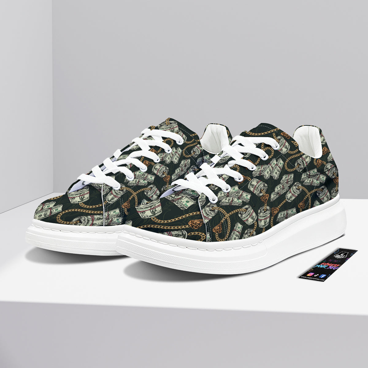 US Dollar Print Pattern Platform Shoes-grizzshop