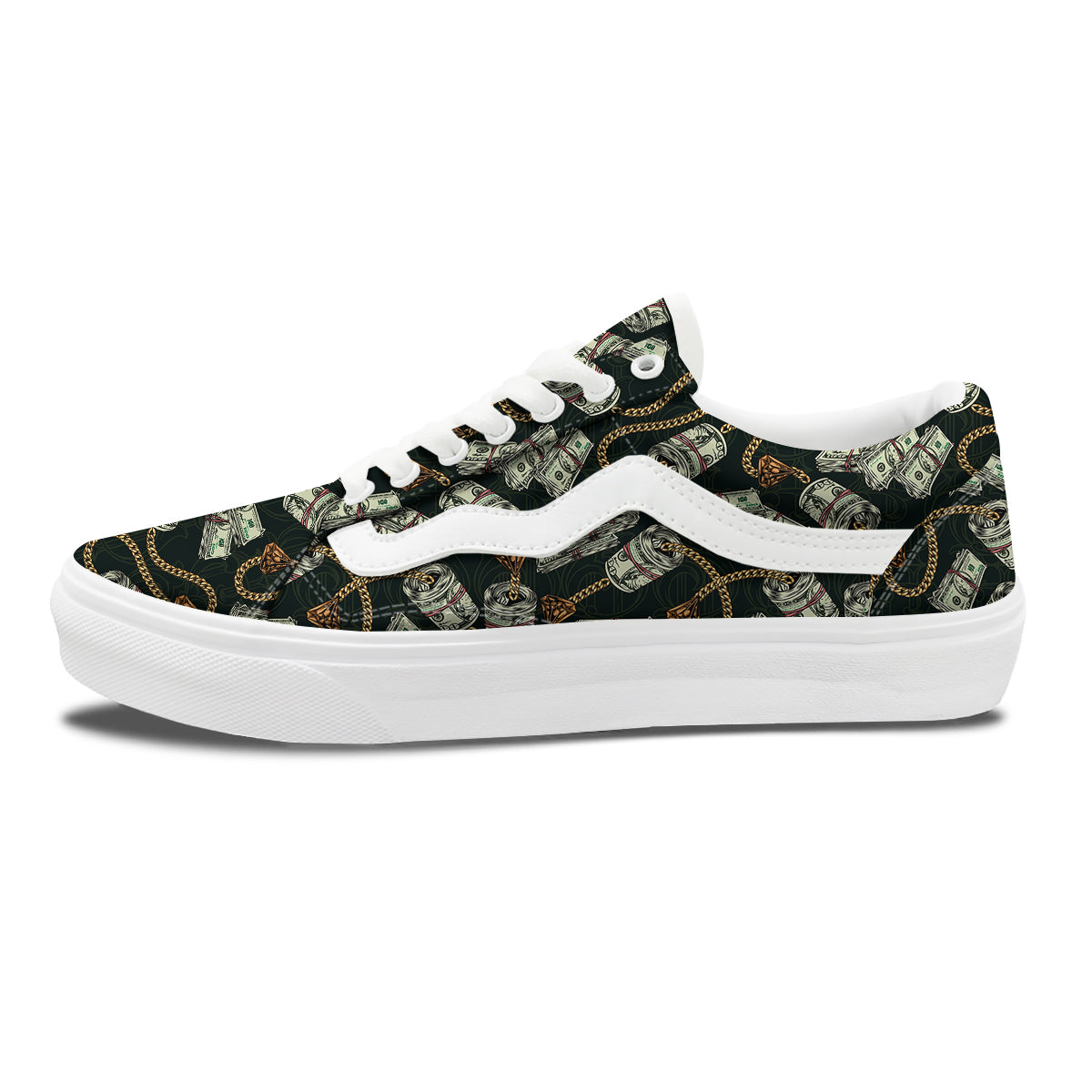 US Dollar Print Pattern Skate Shoes-grizzshop