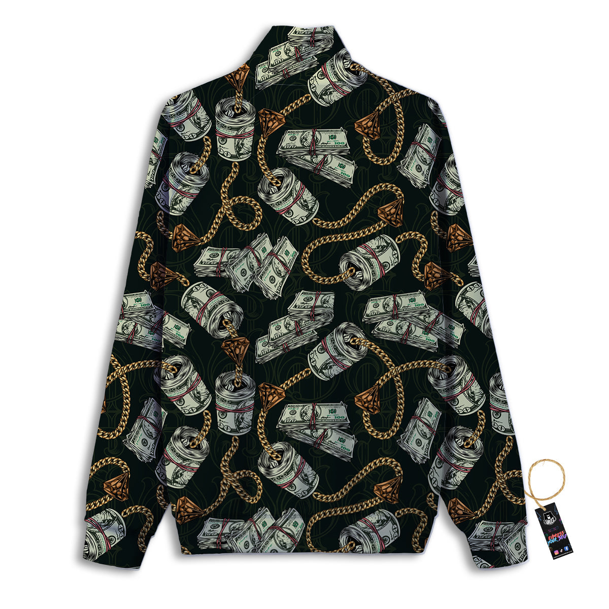 US Dollar Print Pattern Track Jacket-grizzshop