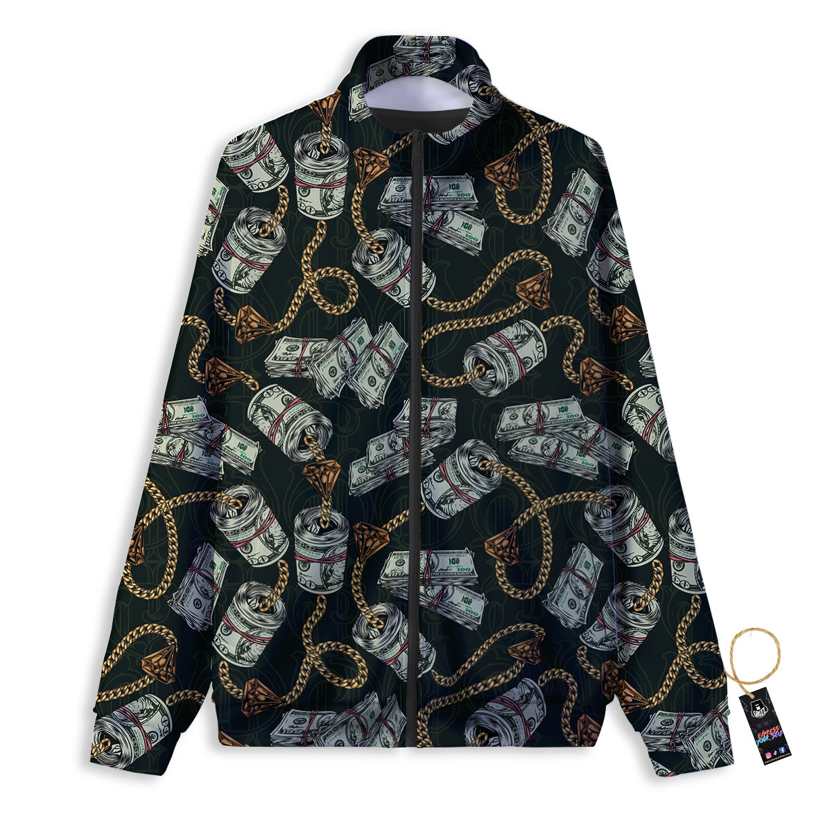US Dollar Print Pattern Track Jacket-grizzshop
