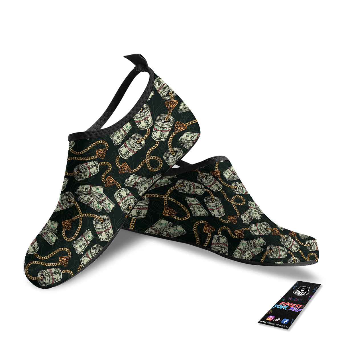 US Dollar Print Pattern Water Shoes-grizzshop