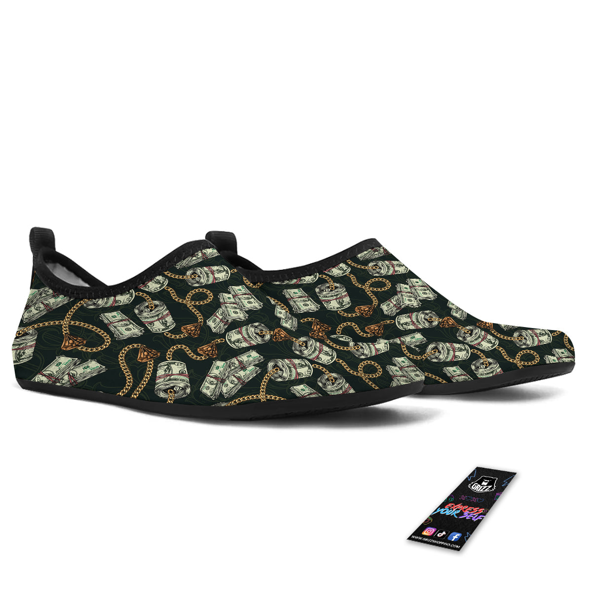 US Dollar Print Pattern Water Shoes-grizzshop