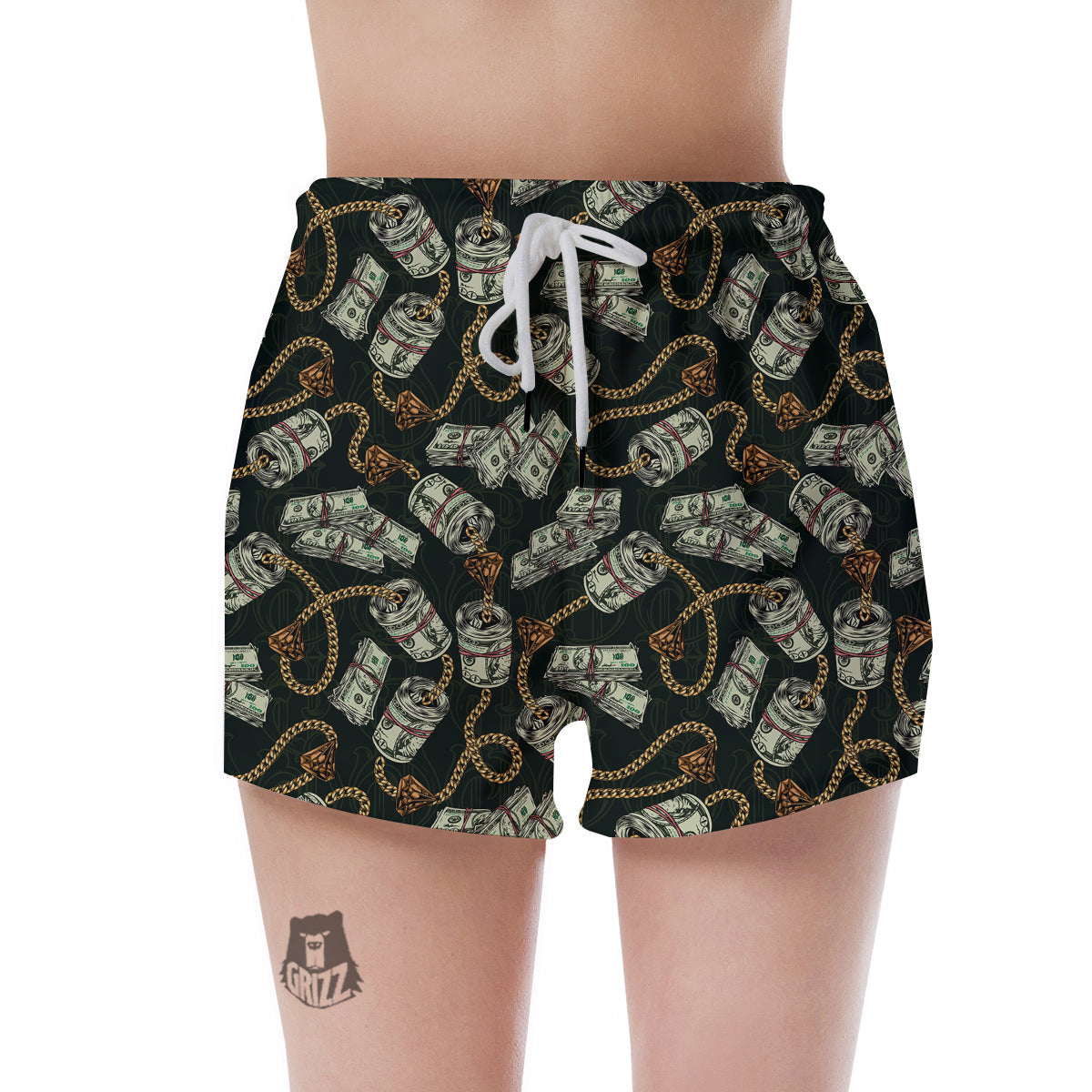 US Dollar Print Pattern Women's Shorts-grizzshop