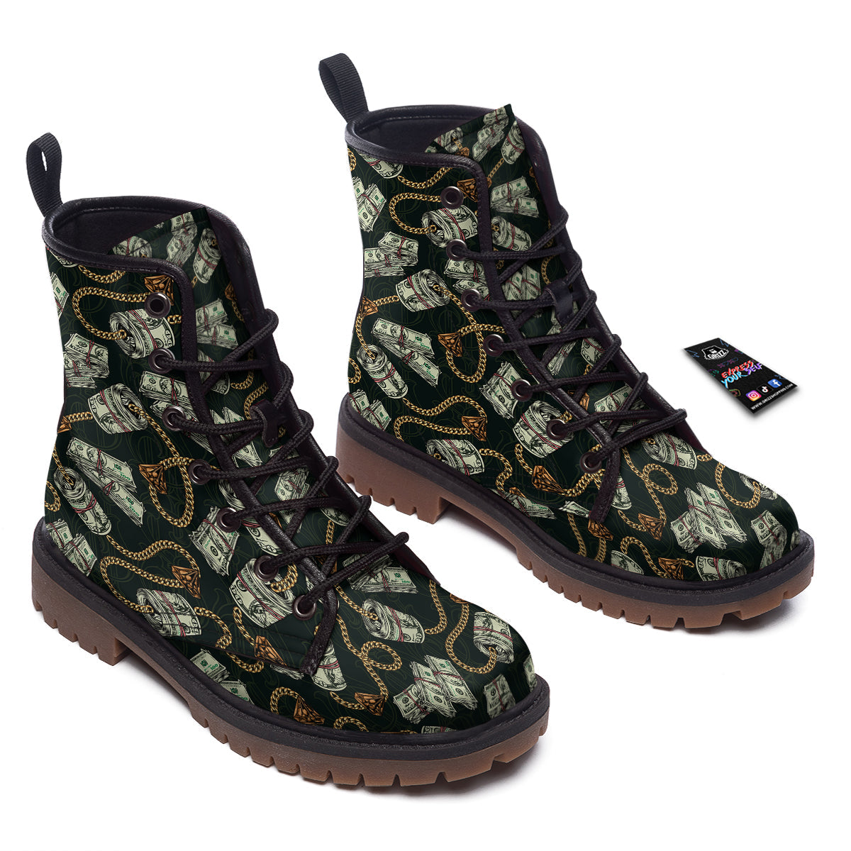 US Dollar Print Pattern Work Boots-grizzshop