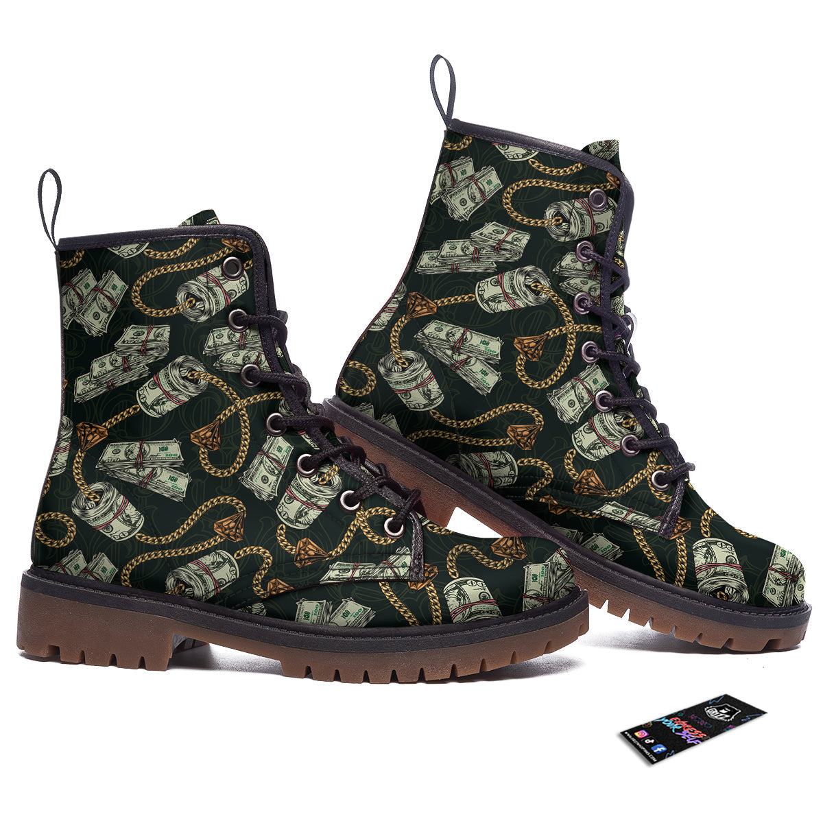 US Dollar Print Pattern Work Boots-grizzshop
