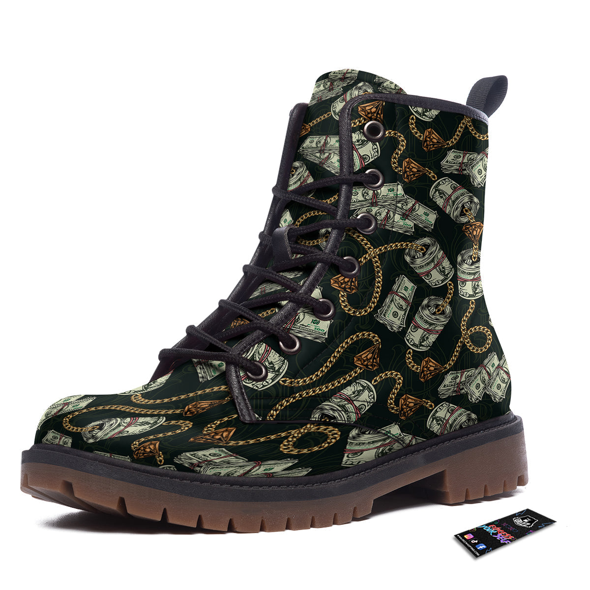 US Dollar Print Pattern Work Boots-grizzshop