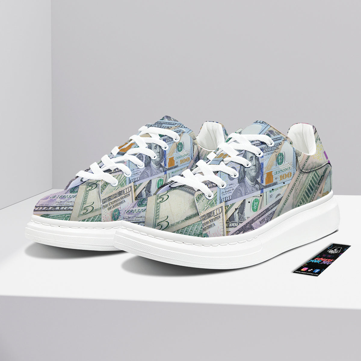 US Dollar Print Platform Shoes-grizzshop