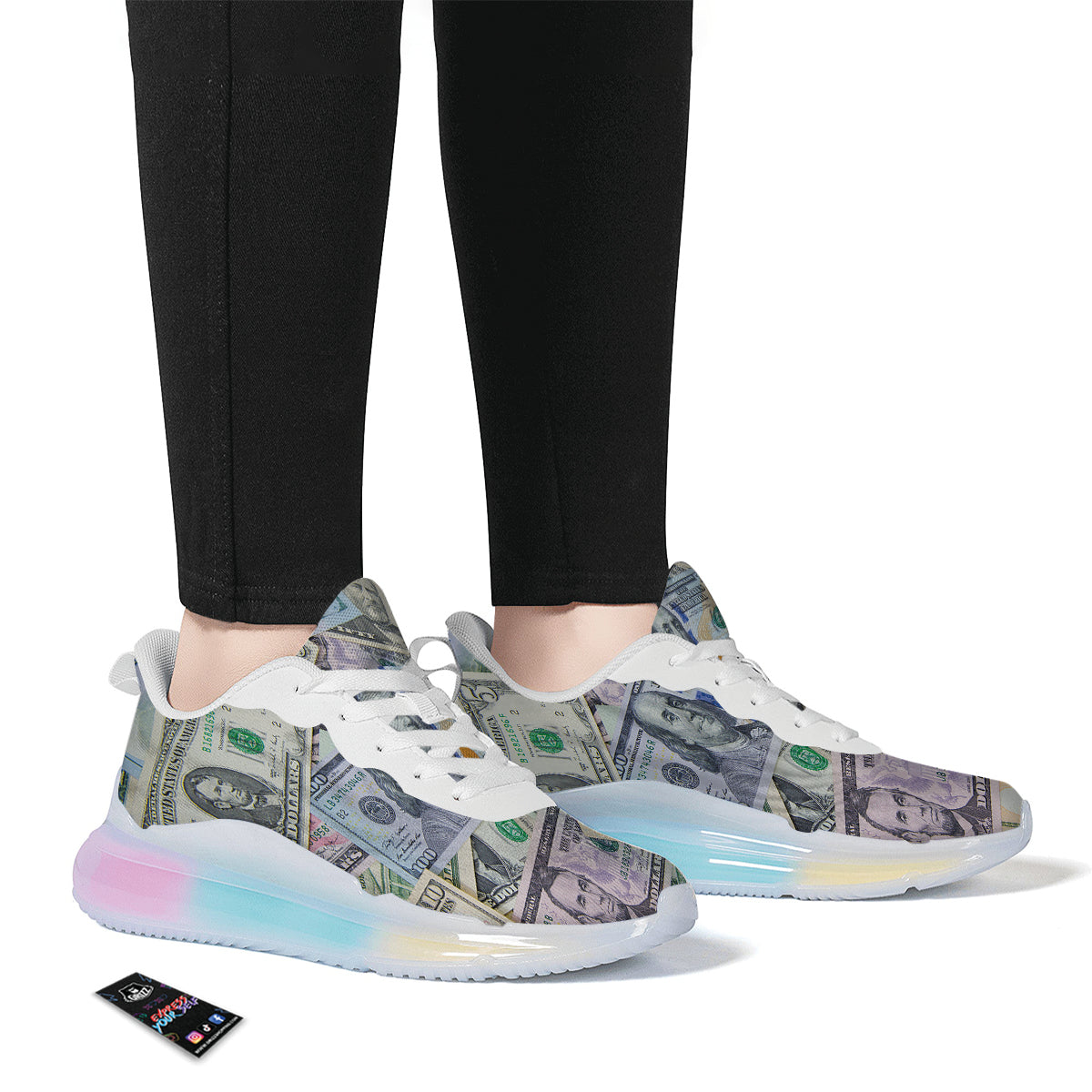 US Dollar Print Running Sneakers-grizzshop