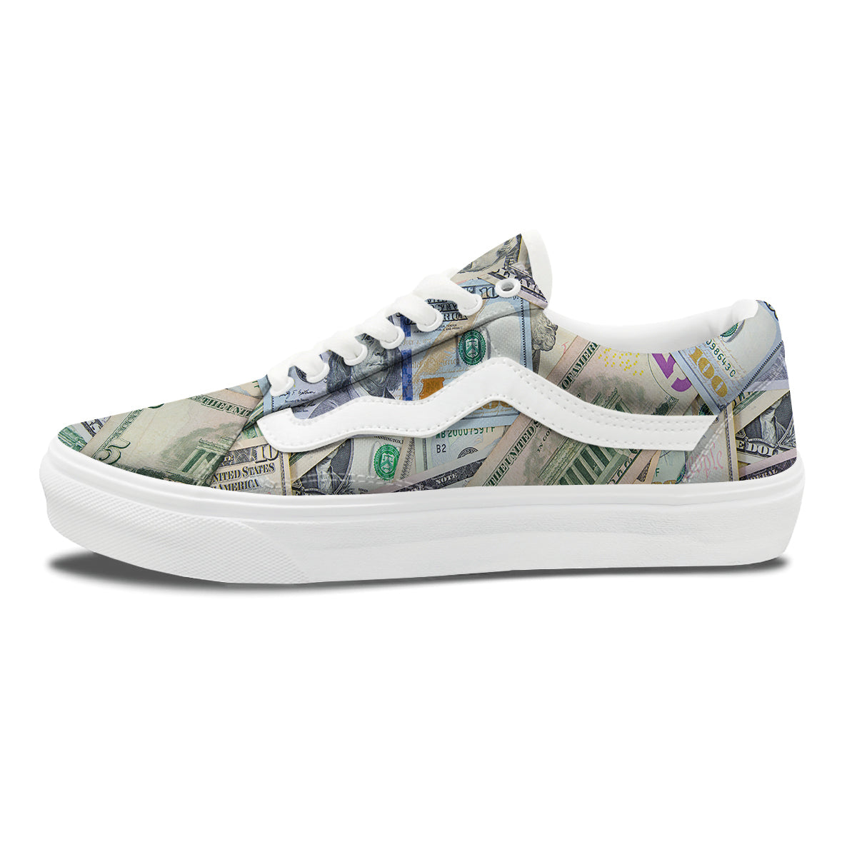 US Dollar Print Skate Shoes-grizzshop