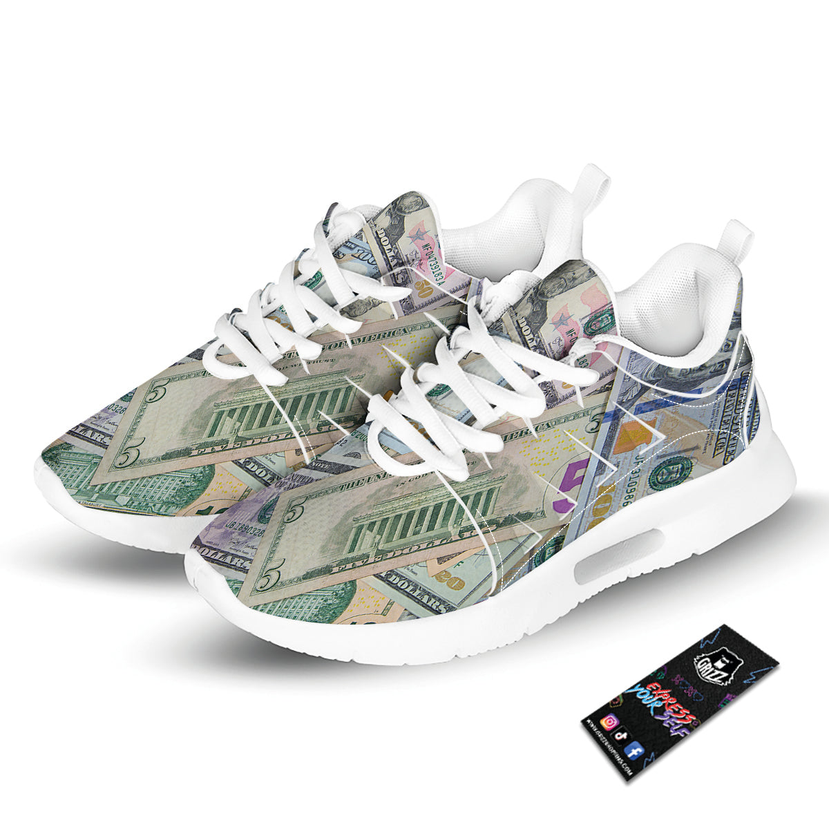 US Dollar Print Tennis Shoes-grizzshop
