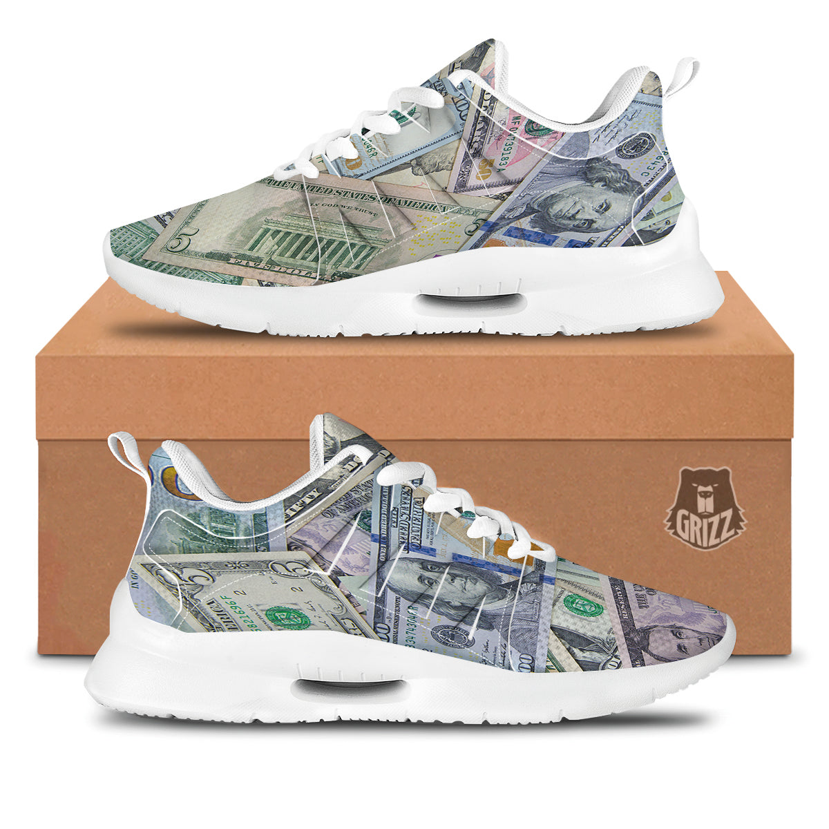 US Dollar Print Tennis Shoes-grizzshop