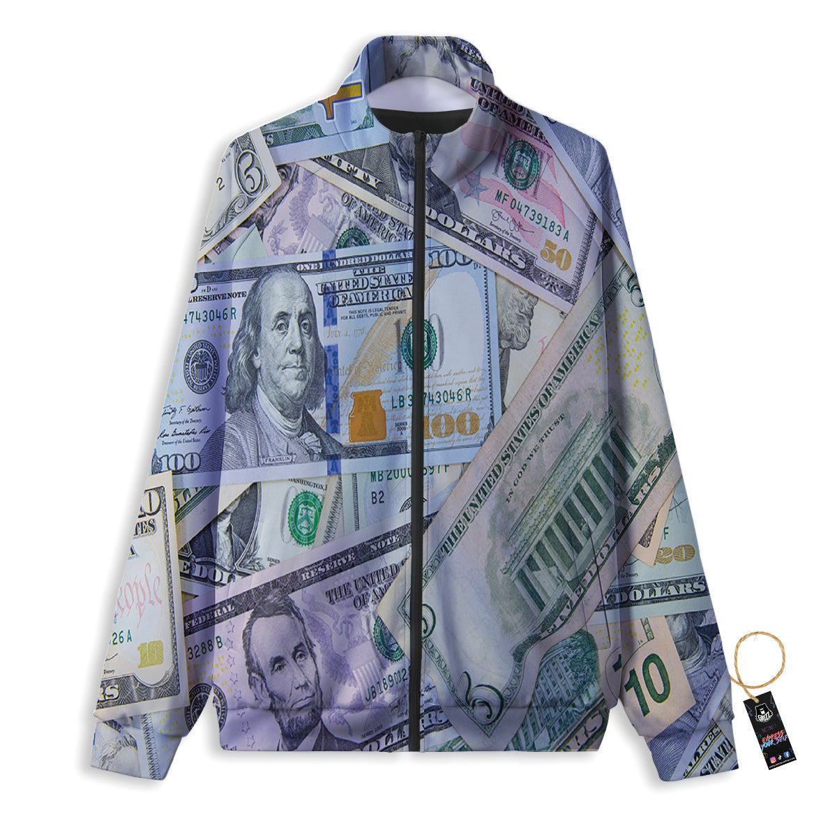 US Dollar Print Track Jacket-grizzshop