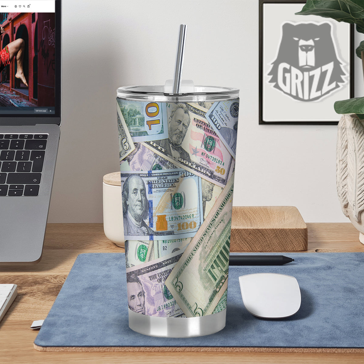 US Dollar Print Tumbler-grizzshop