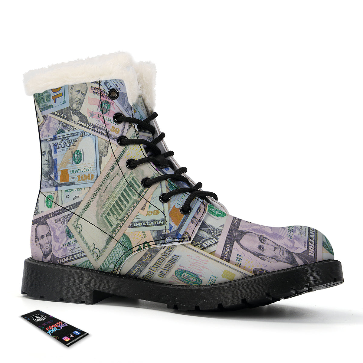 US Dollar Print Winter Boots-grizzshop