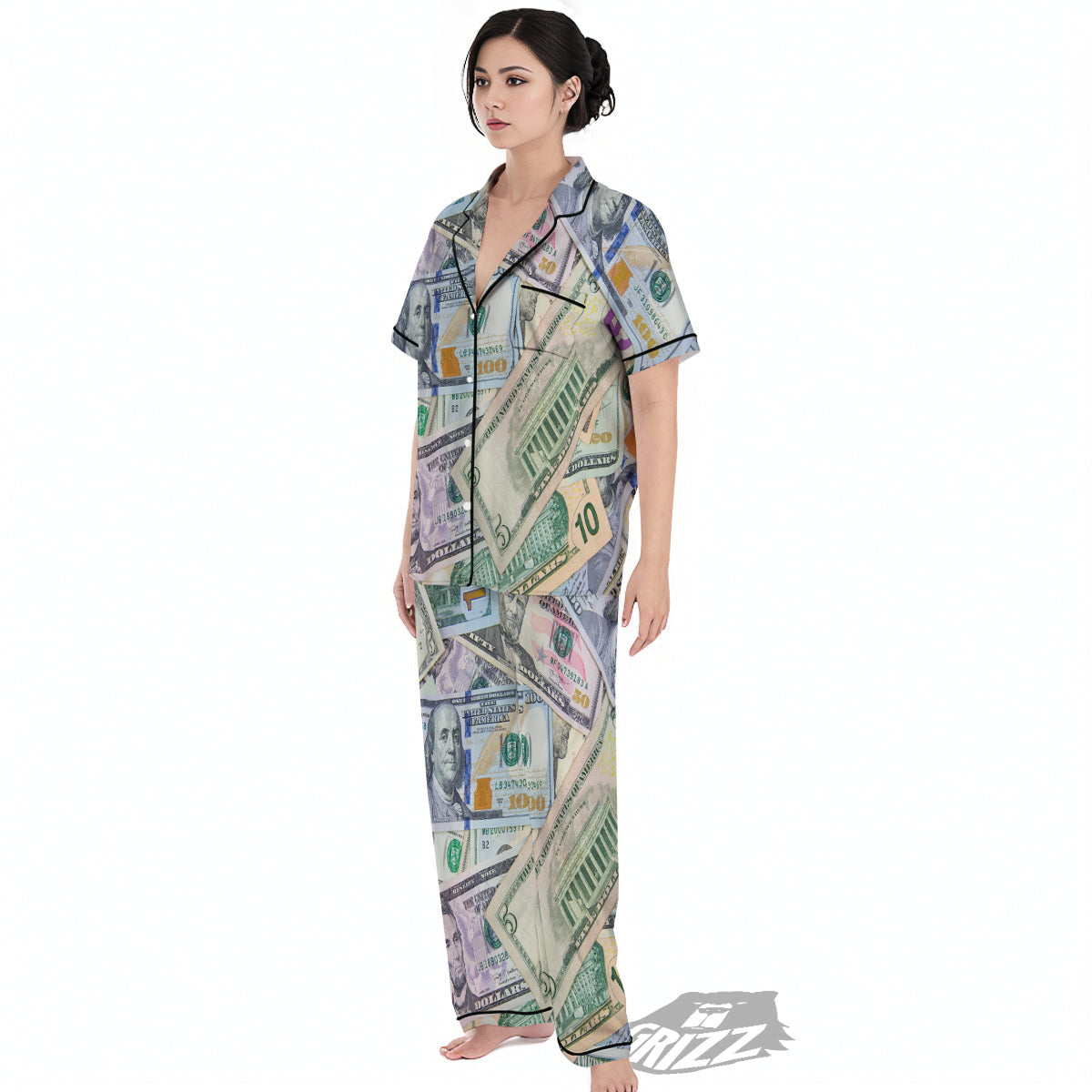 US Dollar Print Women's Pajamas Set-grizzshop