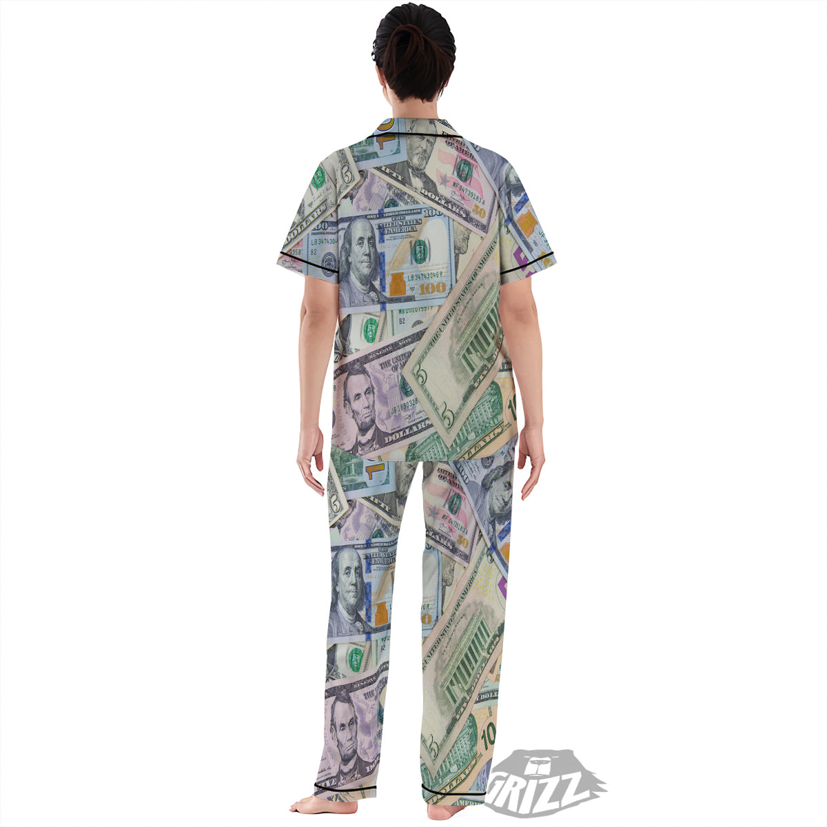 US Dollar Print Women's Pajamas Set-grizzshop