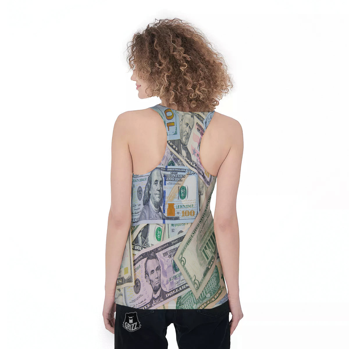 US Dollar Print Women's Racerback Tank Top-grizzshop
