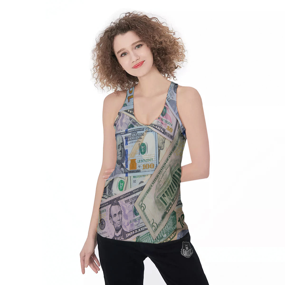 US Dollar Print Women's Racerback Tank Top-grizzshop