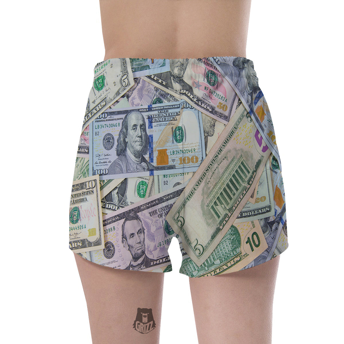 US Dollar Print Women's Shorts-grizzshop