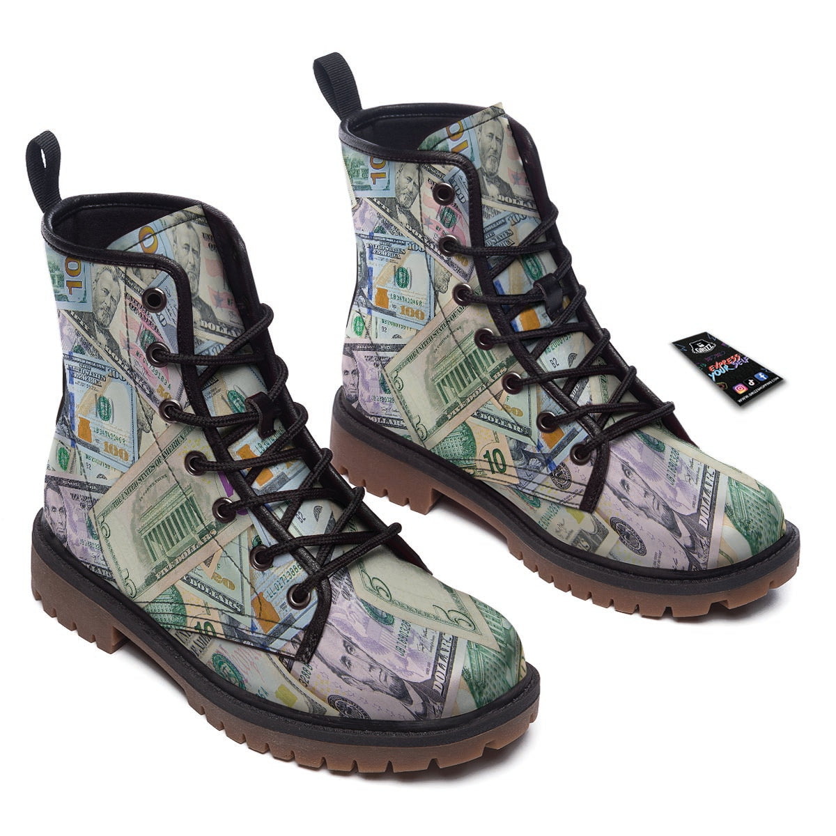 US Dollar Print Work Boots-grizzshop