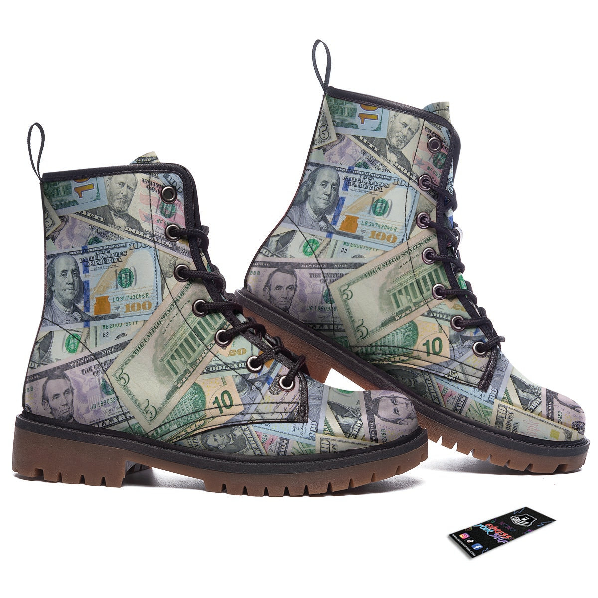 US Dollar Print Work Boots-grizzshop