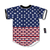 USA Blue And White Star Print Pattern Baseball Jersey-grizzshop