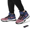 USA Blue And White Star Print Pattern Black Bball Shoes-grizzshop