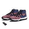 USA Blue And White Star Print Pattern Black Bball Shoes-grizzshop