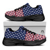 USA Blue And White Star Print Pattern Black Chunky Shoes-grizzshop