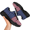 USA Blue And White Star Print Pattern Black Chunky Shoes-grizzshop