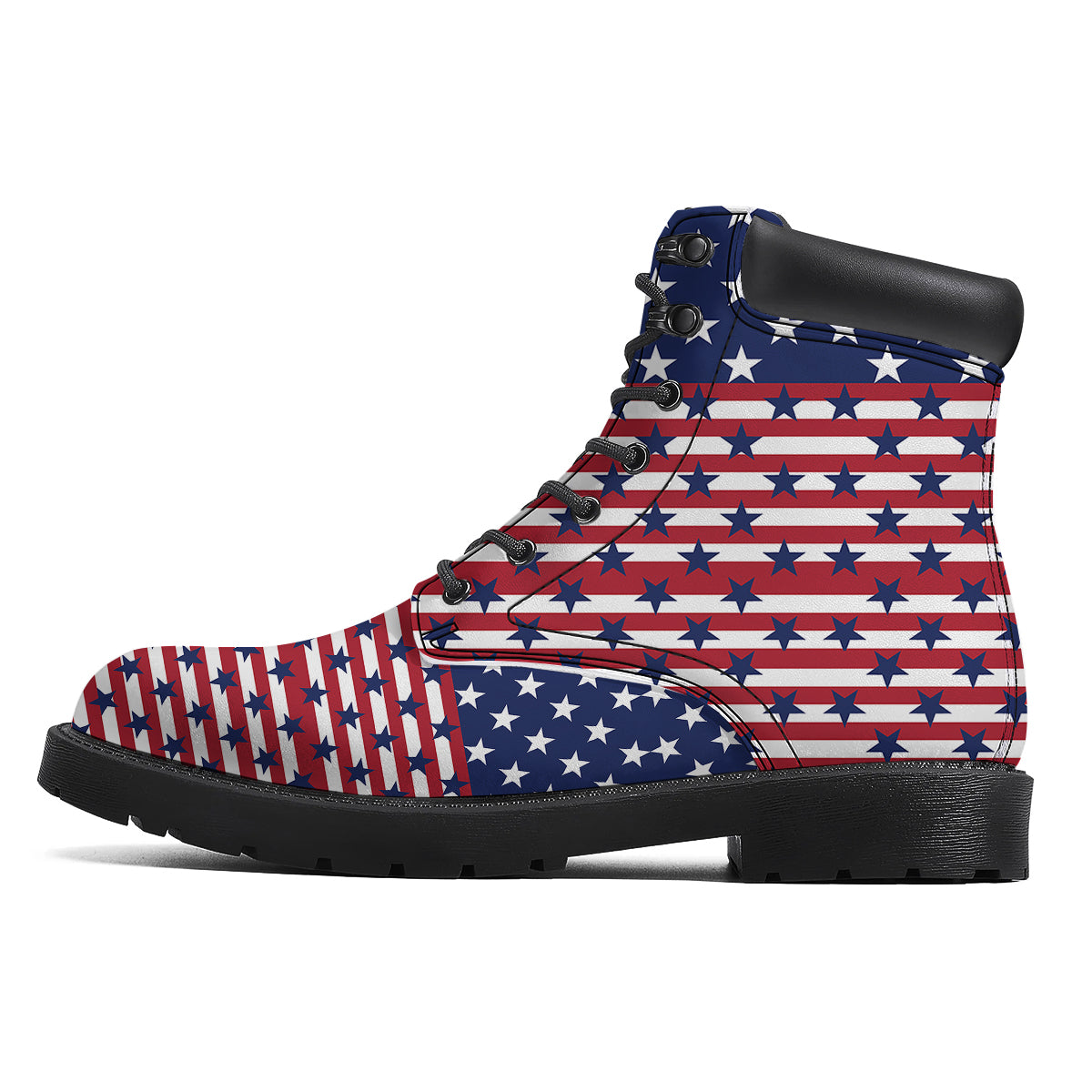 USA Blue And White Star Print Pattern Boots-grizzshop