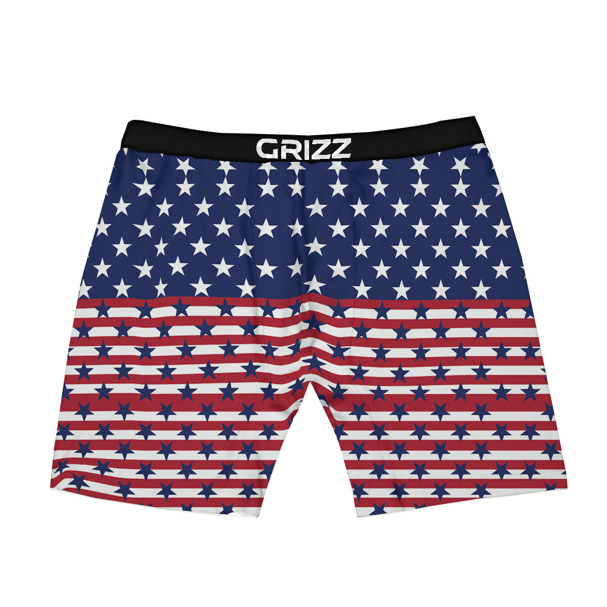 USA Blue And White Star Print Pattern Boxer Briefs-grizzshop