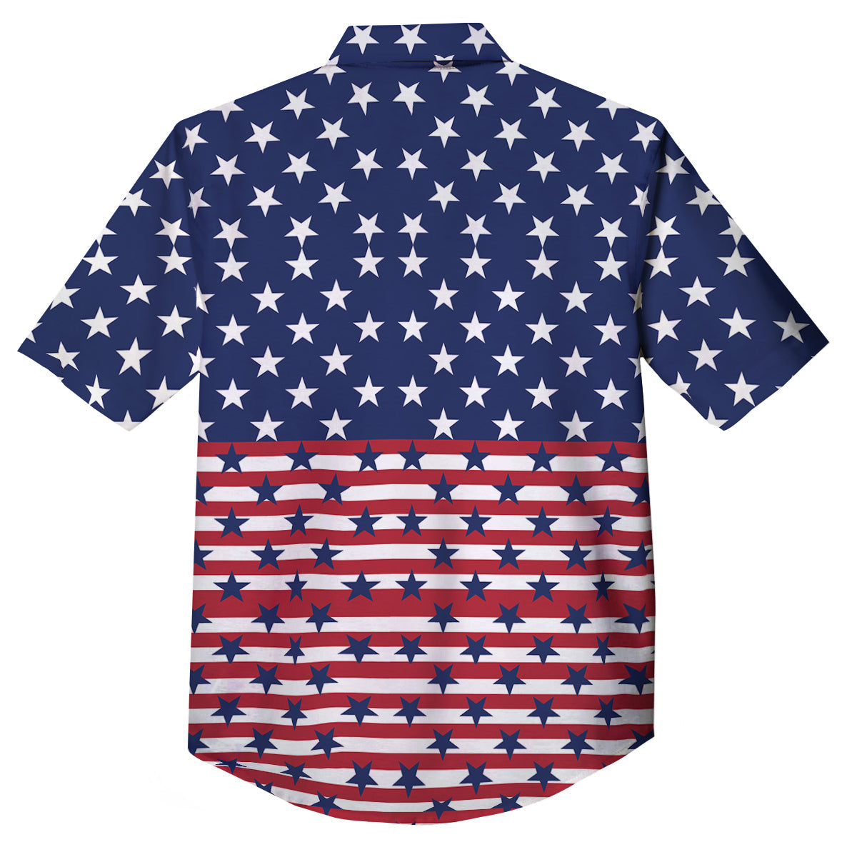 USA Blue And White Star Print Pattern Button Up Shirt-grizzshop