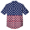 USA Blue And White Star Print Pattern Button Up Shirt-grizzshop