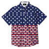 USA Blue And White Star Print Pattern Button Up Shirt-grizzshop