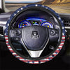 USA Blue And White Star Print Pattern Car Steering Wheel Cover-grizzshop