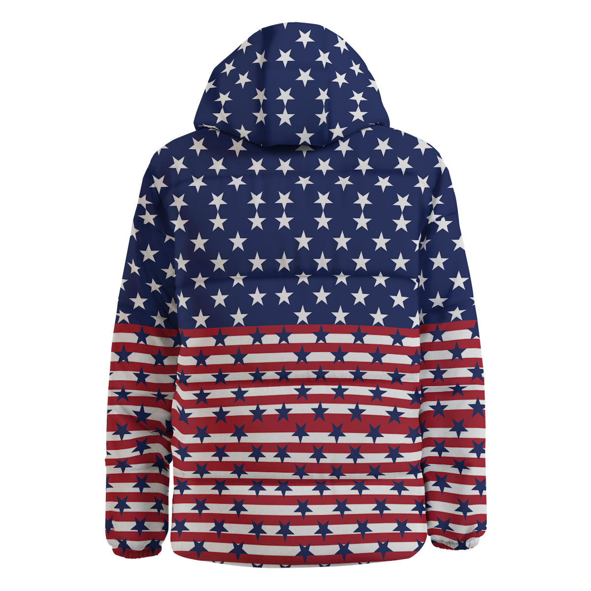 USA Blue And White Star Print Pattern Down Jacket-grizzshop