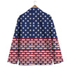 USA Blue And White Star Print Pattern Men's Blazer-grizzshop