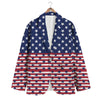 USA Blue And White Star Print Pattern Men's Blazer-grizzshop