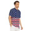 USA Blue And White Star Print Pattern Men's Golf Shirts-grizzshop