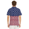 USA Blue And White Star Print Pattern Men's Golf Shirts-grizzshop