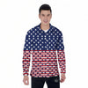 USA Blue And White Star Print Pattern Men's Long Sleeve Shirts-grizzshop