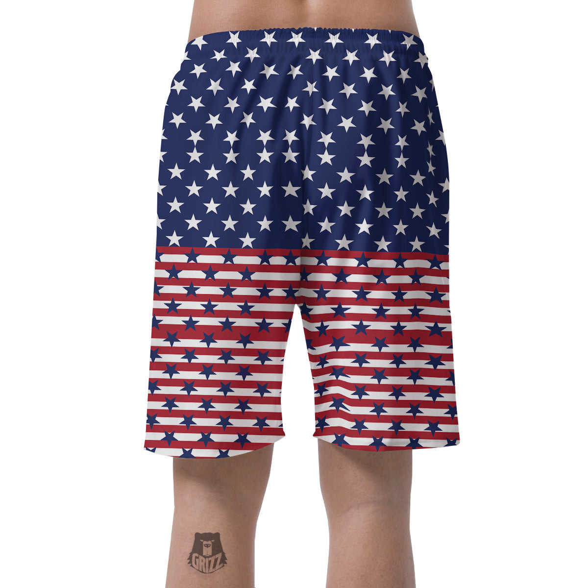 USA Blue And White Star Print Pattern Men's Shorts-grizzshop