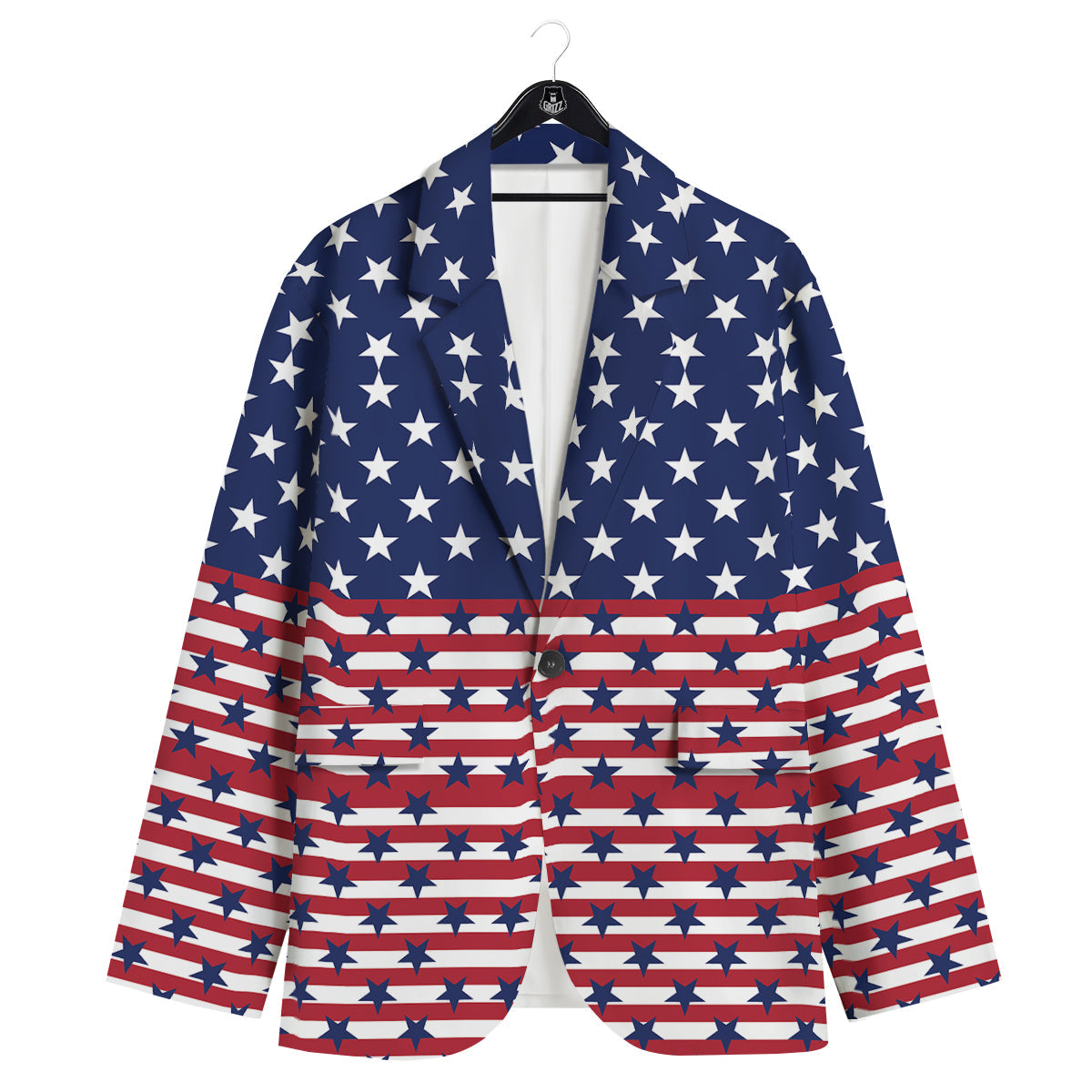 USA Blue And White Star Print Pattern Men's Sport Coat-grizzshop