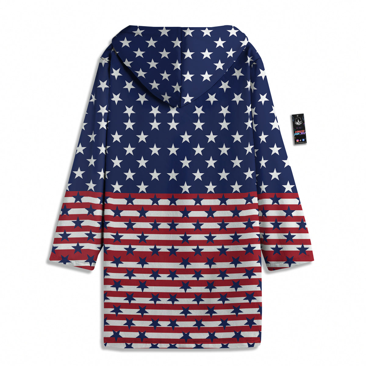 USA Blue And White Star Print Pattern Men's Windbreaker Jacket-grizzshop