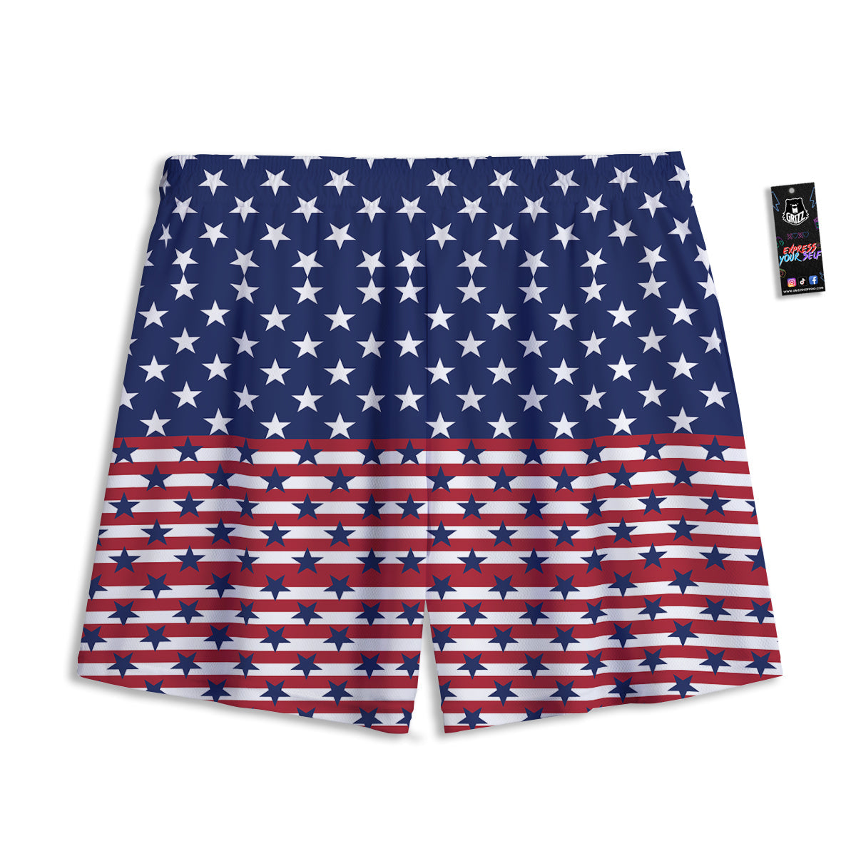 USA Blue And White Star Print Pattern Mesh Shorts