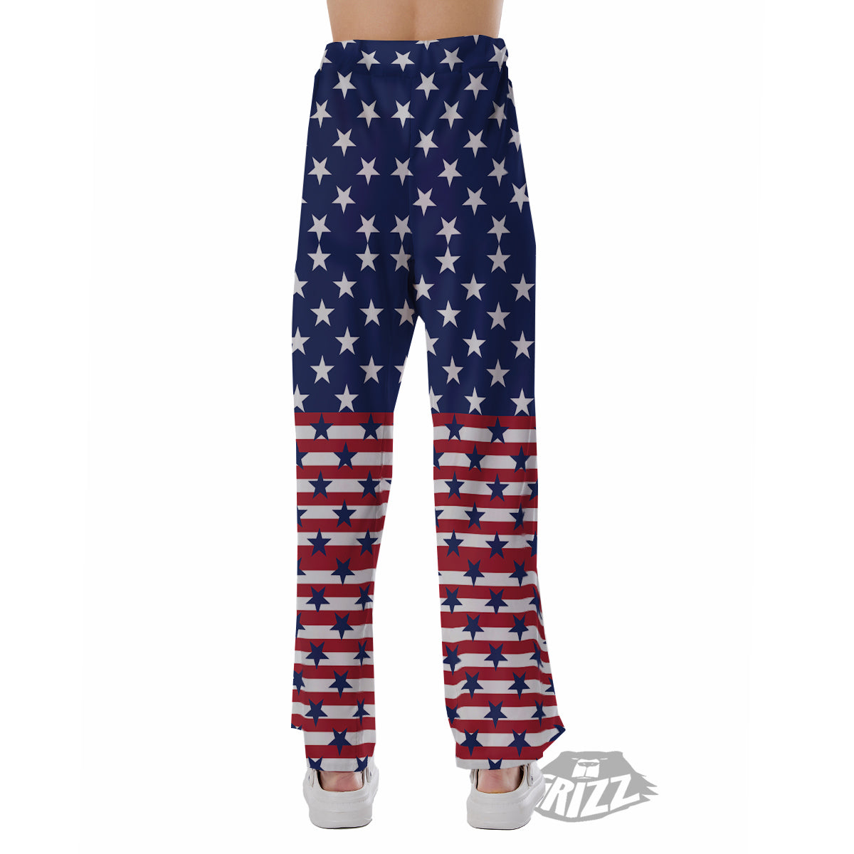 USA Blue And White Star Print Pattern Pajama Pants-grizzshop